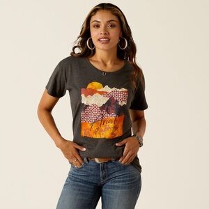 Ariat Women's Mountain Graphic Tee in Dark Gray